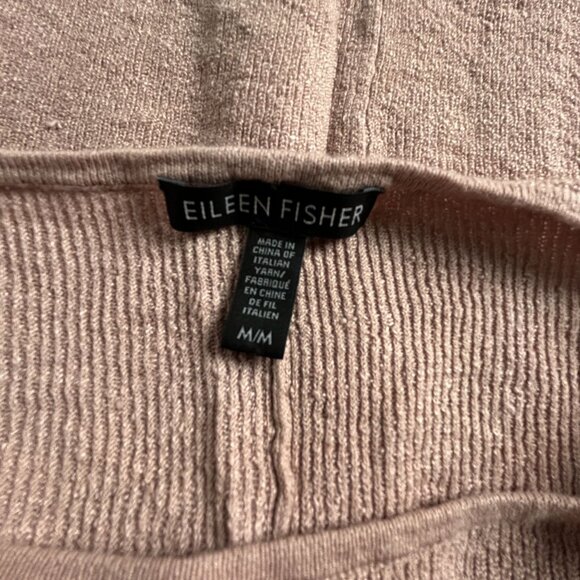 Eileen Fisher Womens Organic Linen Sweater Crepe Crew Neck Box Dusty Pink Medium - Picture 3 of 7